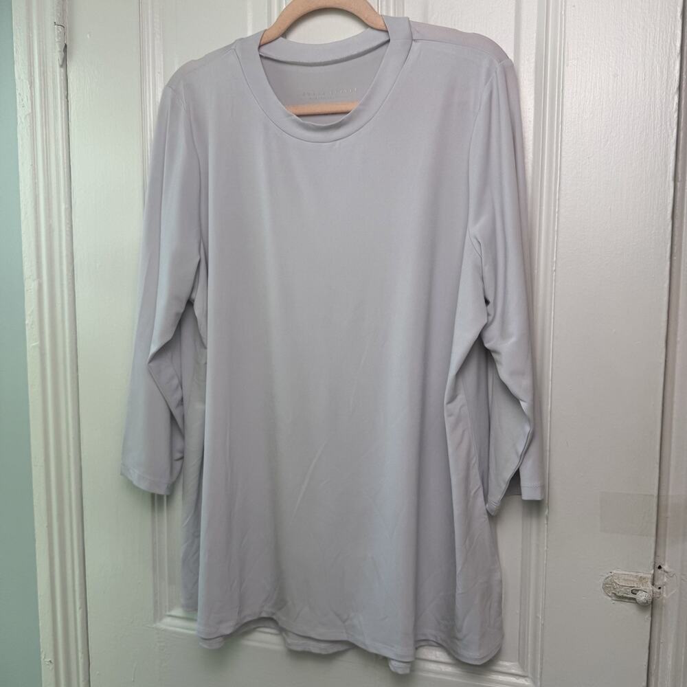 Susan Graver Modern Essentials Liquid Knit Crew Neck Top Womens XLP White‎ NWOT